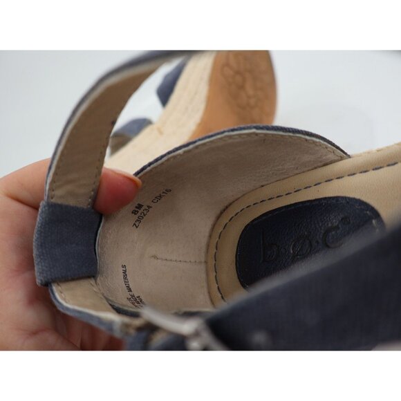 BOC Born Shoes Womens 8 M Bree Cross Ankle Strap Wedge Espadrille Blue Fabric - Picture 8 of 11